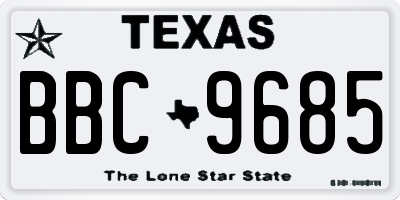 TX license plate BBC9685
