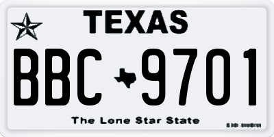 TX license plate BBC9701