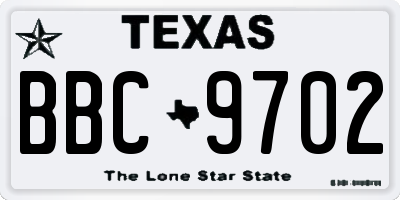 TX license plate BBC9702