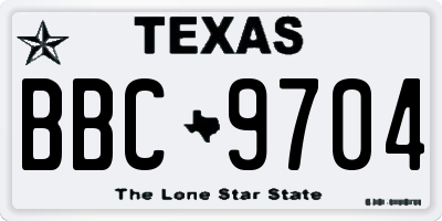 TX license plate BBC9704