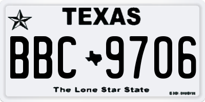 TX license plate BBC9706