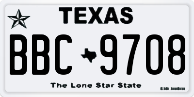 TX license plate BBC9708