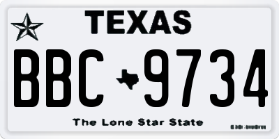 TX license plate BBC9734