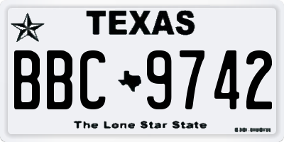 TX license plate BBC9742
