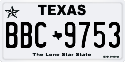 TX license plate BBC9753
