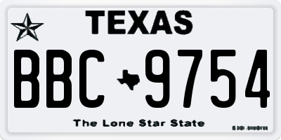 TX license plate BBC9754
