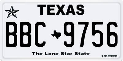 TX license plate BBC9756
