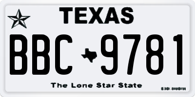 TX license plate BBC9781