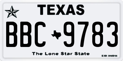 TX license plate BBC9783
