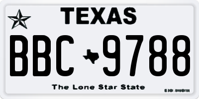 TX license plate BBC9788