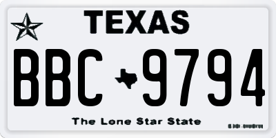 TX license plate BBC9794