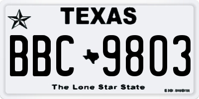 TX license plate BBC9803