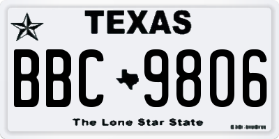 TX license plate BBC9806