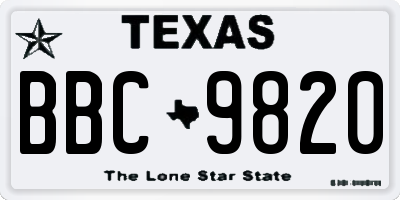 TX license plate BBC9820
