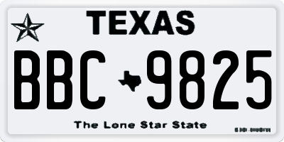 TX license plate BBC9825