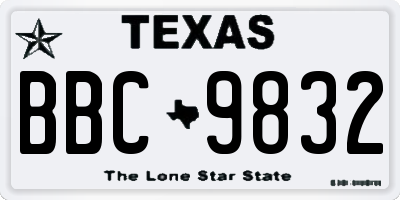TX license plate BBC9832