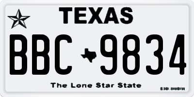 TX license plate BBC9834