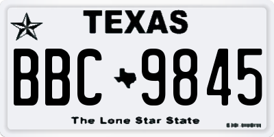 TX license plate BBC9845