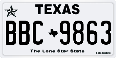 TX license plate BBC9863