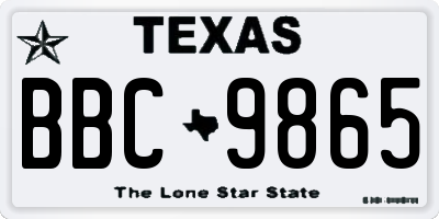 TX license plate BBC9865