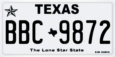 TX license plate BBC9872