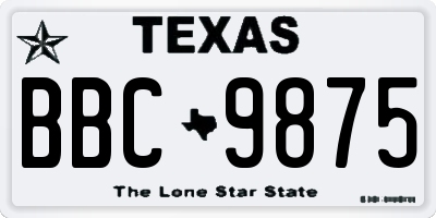 TX license plate BBC9875