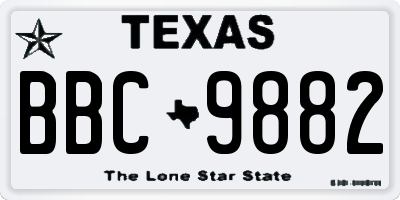 TX license plate BBC9882
