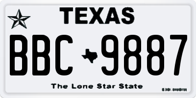 TX license plate BBC9887