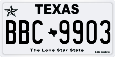 TX license plate BBC9903