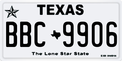 TX license plate BBC9906