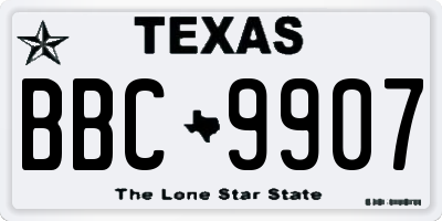 TX license plate BBC9907
