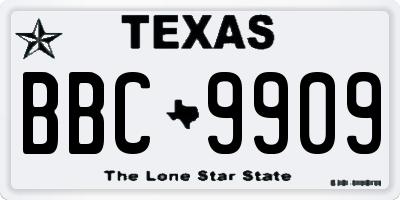TX license plate BBC9909