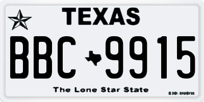 TX license plate BBC9915