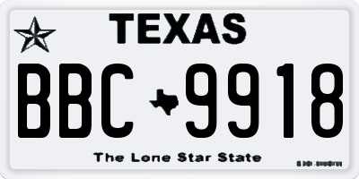 TX license plate BBC9918