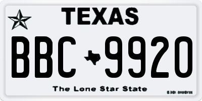 TX license plate BBC9920