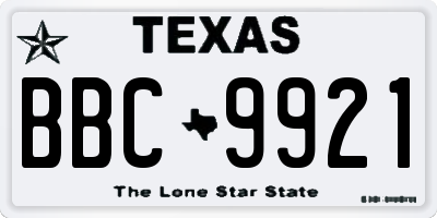 TX license plate BBC9921