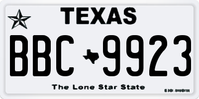 TX license plate BBC9923