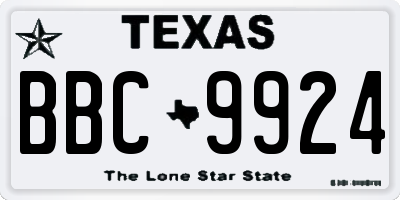 TX license plate BBC9924