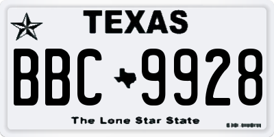 TX license plate BBC9928