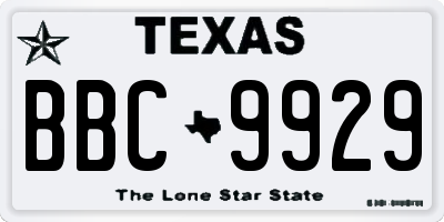 TX license plate BBC9929