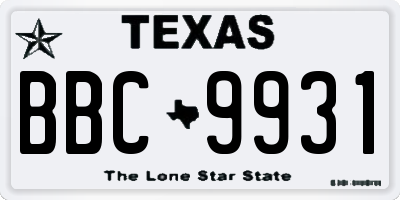 TX license plate BBC9931