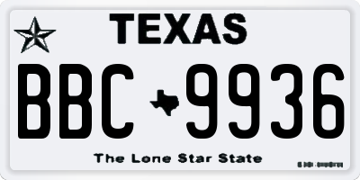 TX license plate BBC9936