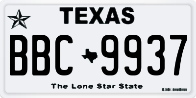TX license plate BBC9937