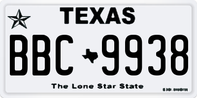 TX license plate BBC9938