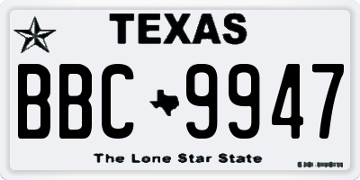 TX license plate BBC9947