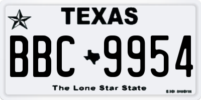 TX license plate BBC9954