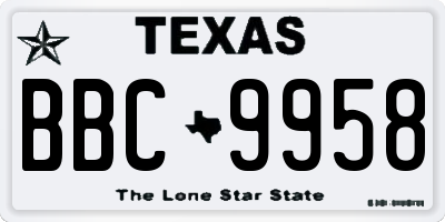 TX license plate BBC9958