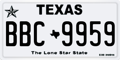 TX license plate BBC9959