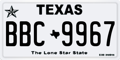 TX license plate BBC9967