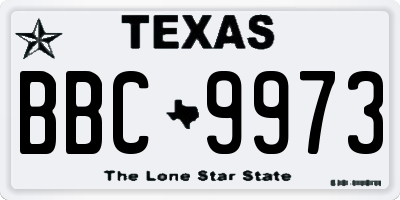 TX license plate BBC9973